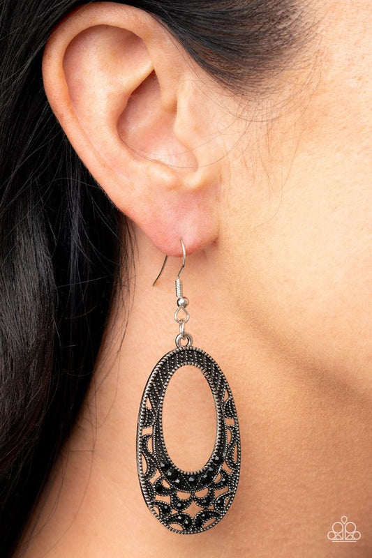 Colorfully Moon Child - Black - Paparazzi Earring Image