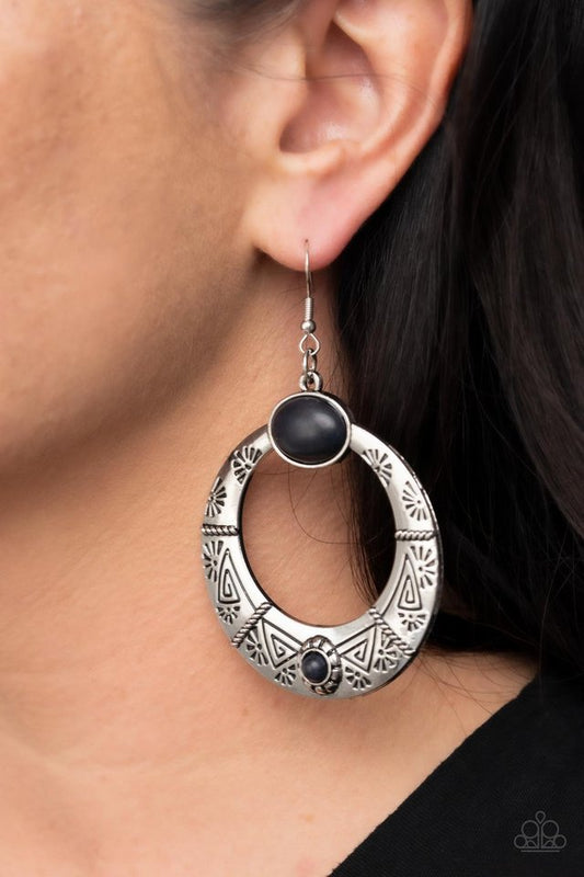 Garden Glyphs - Black - Paparazzi Earring Image