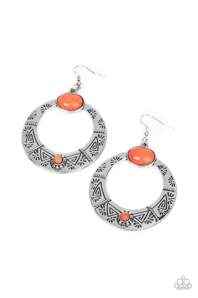 ���Garden Glyphs - Orange - Paparazzi Earring Image