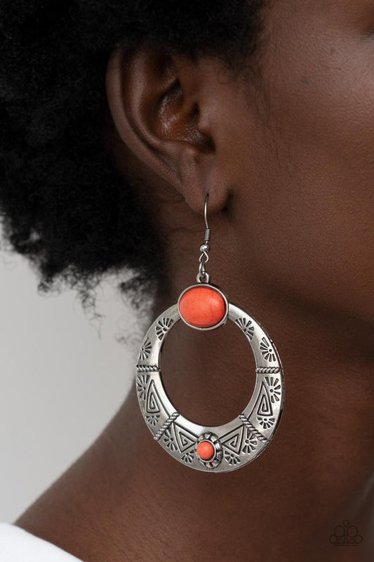���Garden Glyphs - Orange - Paparazzi Earring Image