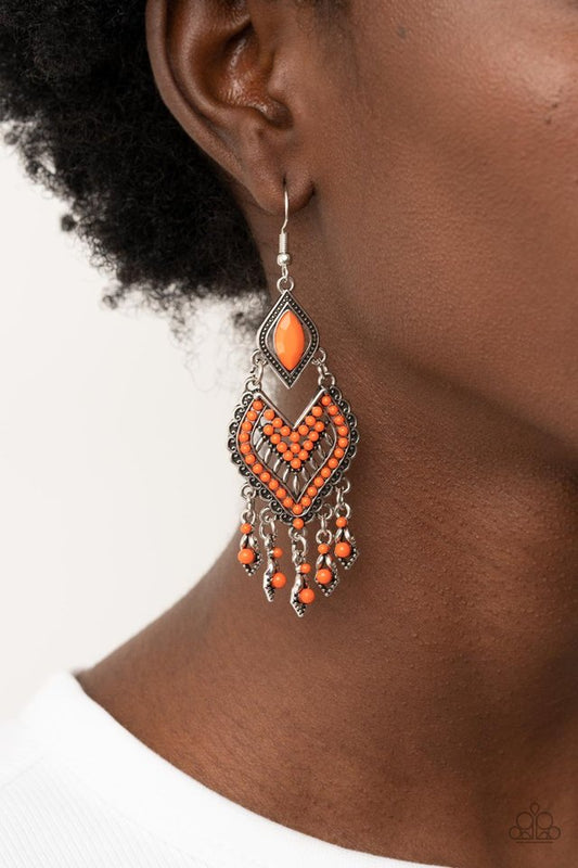 ​Dearly Debonair - Orange - Paparazzi Earring Image