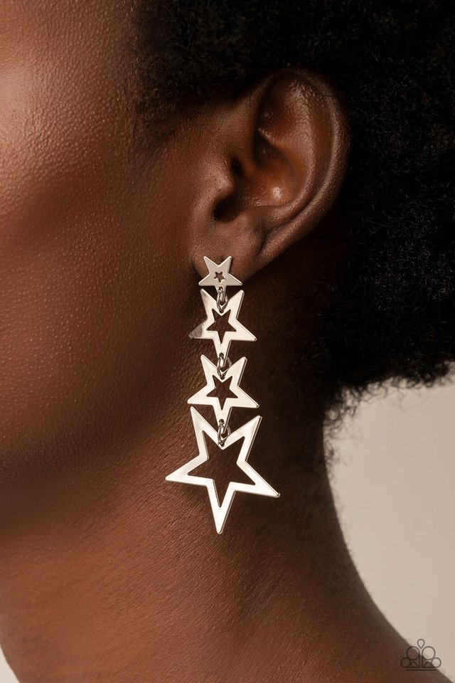 ​Superstar Crescendo - Silver - Paparazzi Earring Image
