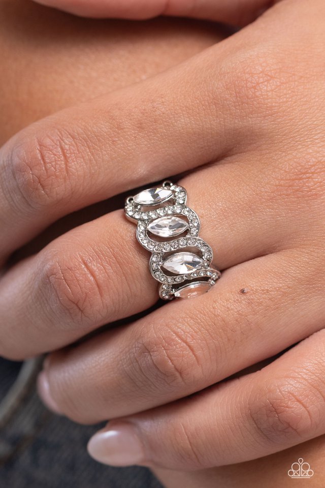 Staggering Sparkle - White - Paparazzi Ring Image
