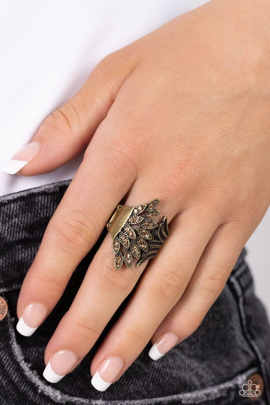 Fearlessly Feathered - Brass - Paparazzi Ring Image