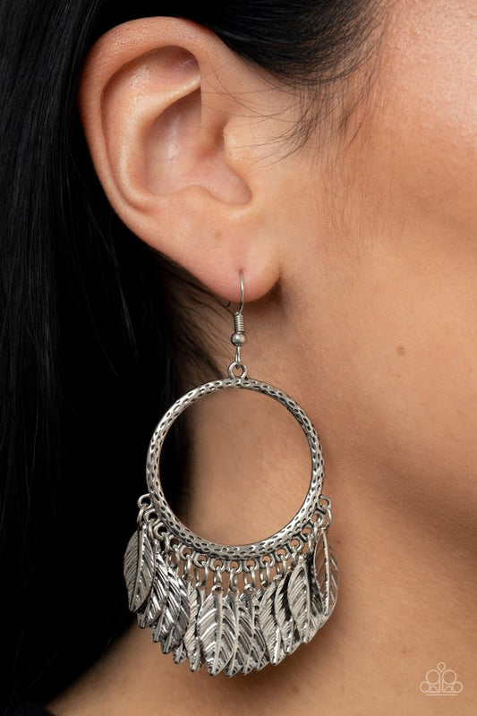 FOWL Tempered - Silver - Paparazzi Earring Image