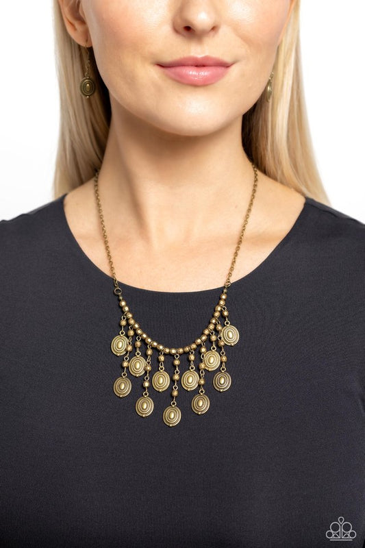 Leave it in the PASTURE - Brass - Paparazzi Necklace Image