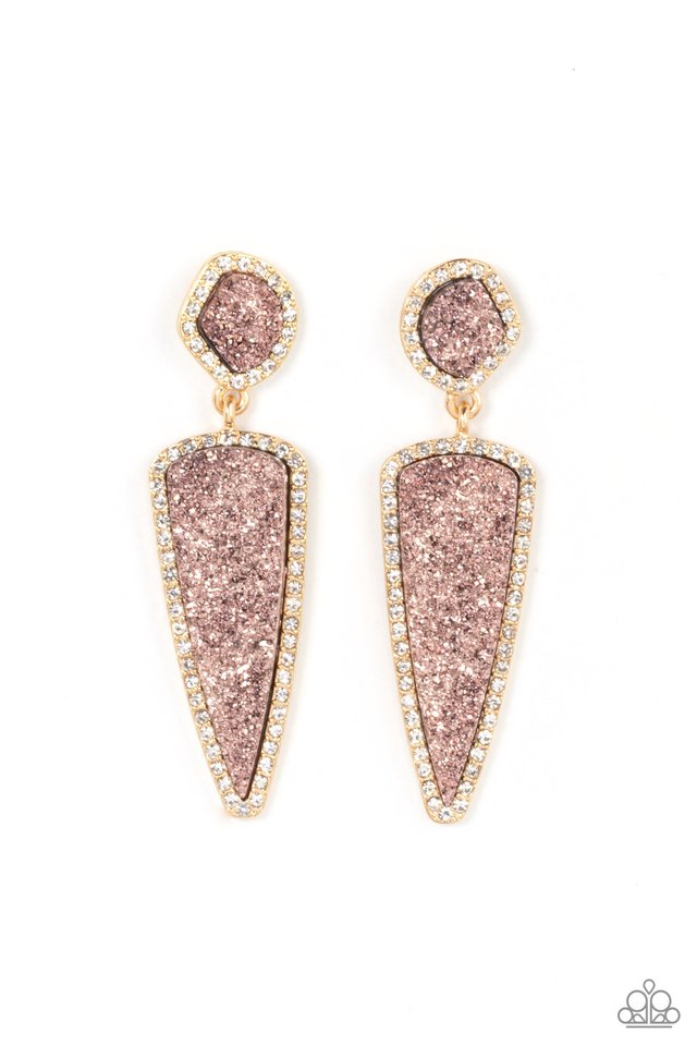 ���Druzy Desire - Gold - Paparazzi Earring Image