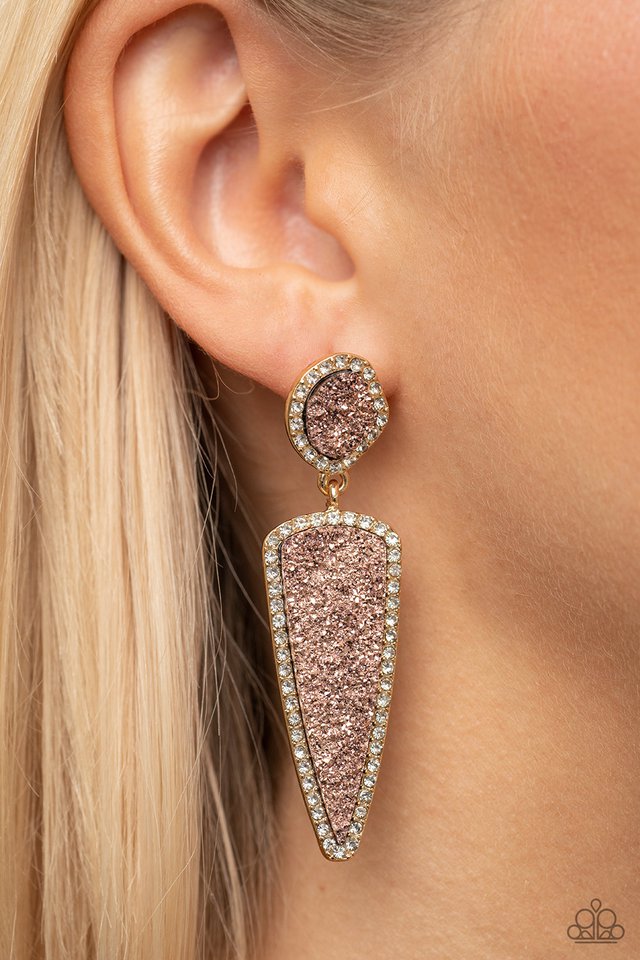 ���Druzy Desire - Gold - Paparazzi Earring Image