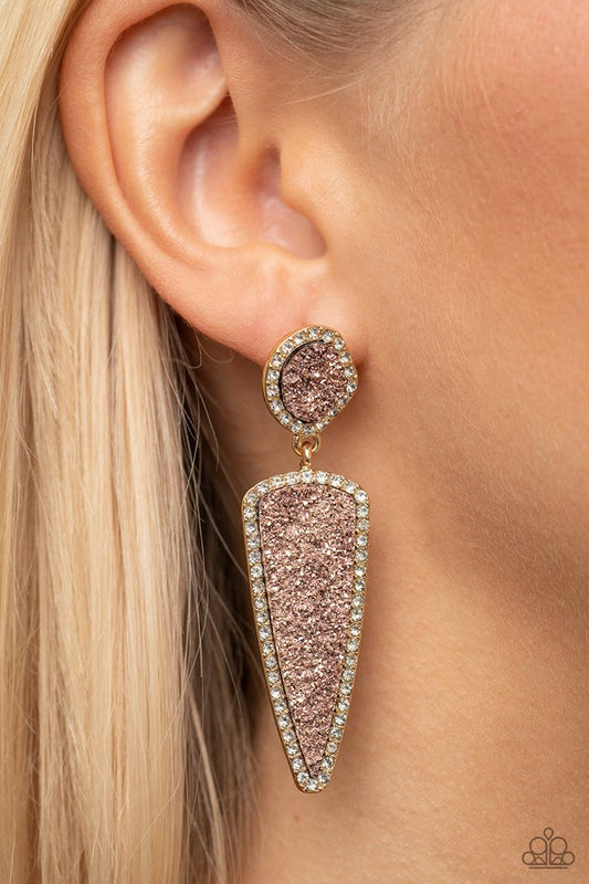 ���Druzy Desire - Gold - Paparazzi Earring Image