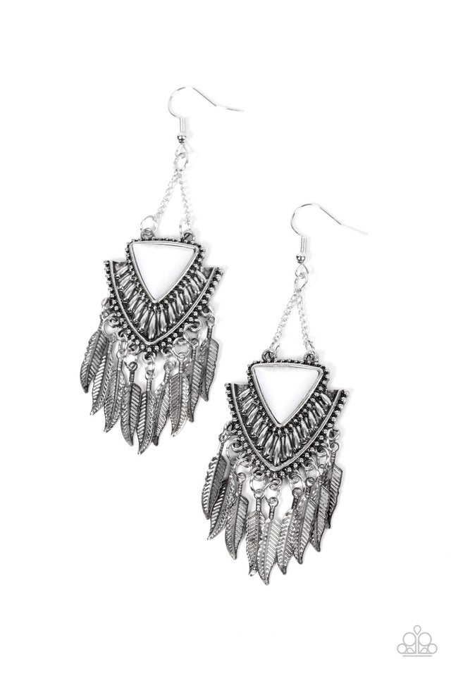 ​Shady Oasis - White - Paparazzi Earring Image