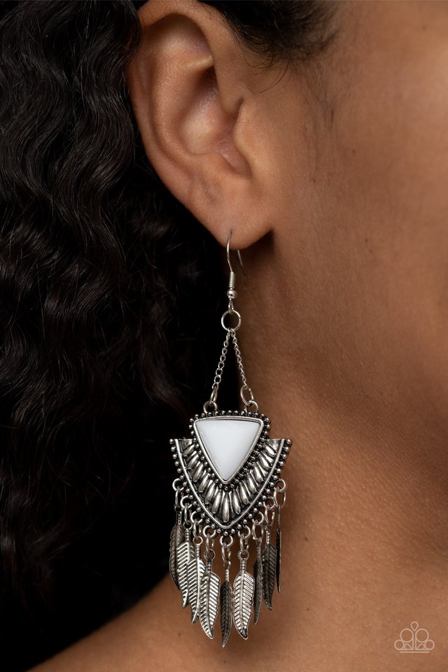 ​Shady Oasis - White - Paparazzi Earring Image