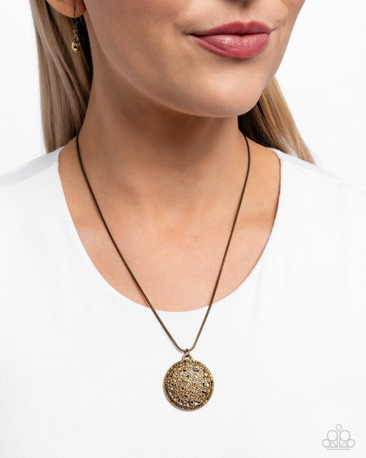Exclusive Emblem - Brass - Paparazzi Necklace Image
