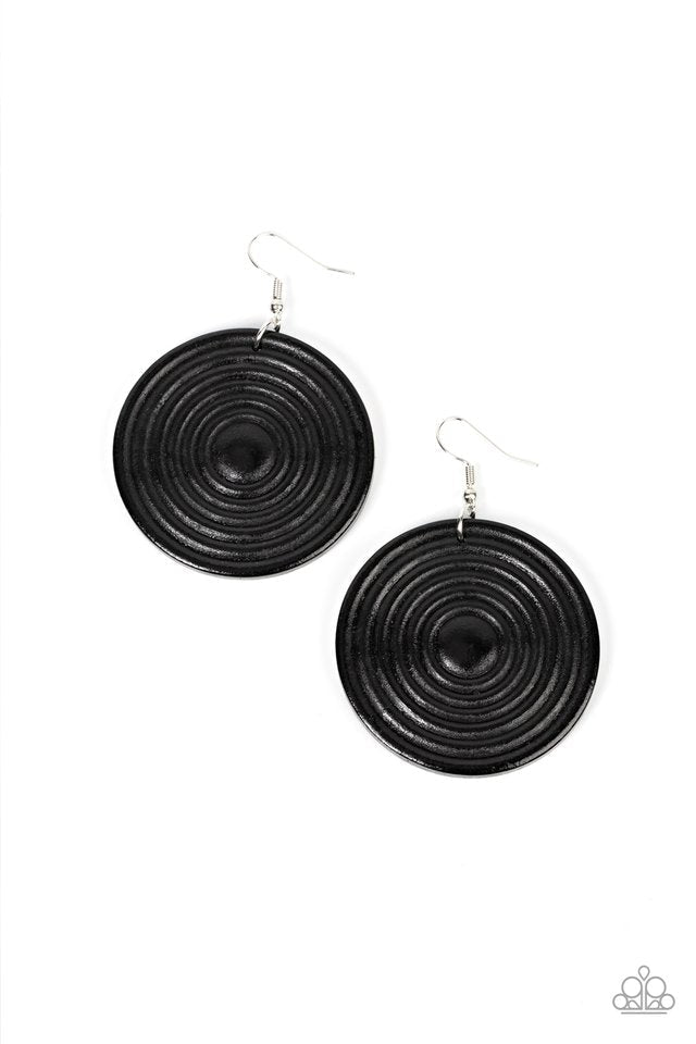 ���Caribbean Cymbal - Black - Paparazzi Earring Image