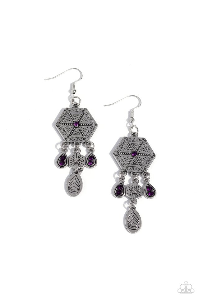 Dreamcatcher Delight - Purple - Paparazzi Earring Image