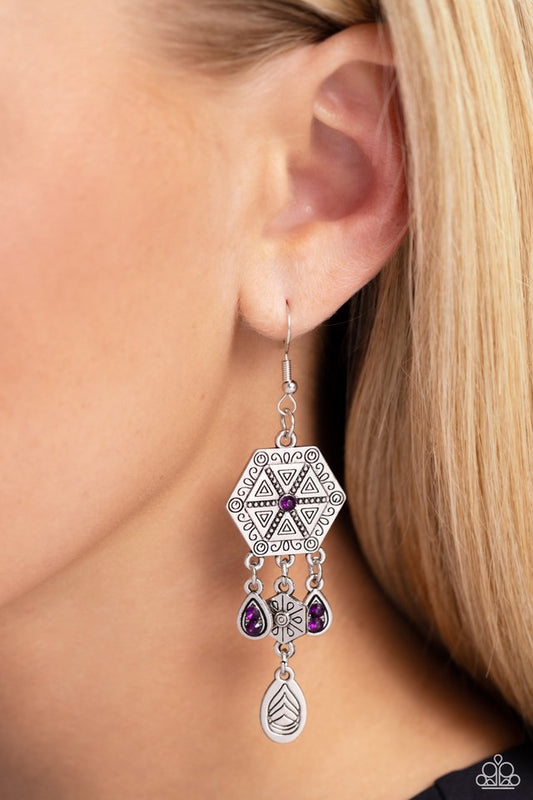 Dreamcatcher Delight - Purple - Paparazzi Earring Image