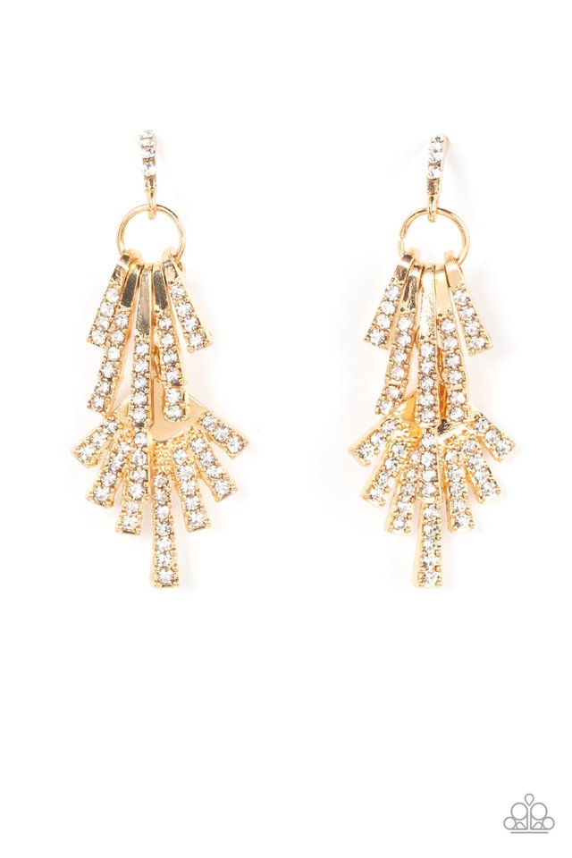 Fan of Glam - Gold - Paparazzi Earring Image