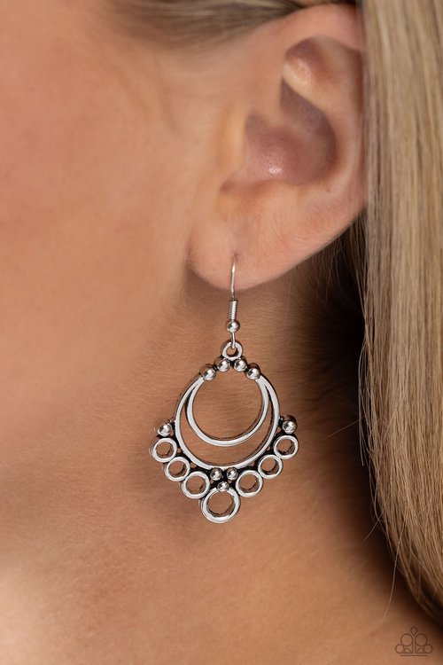 Rustic Rotary - Silver - Paparazzi Earring Image