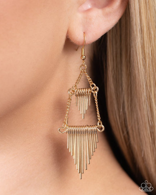 Greco Grotto - Gold - Paparazzi Earring Image
