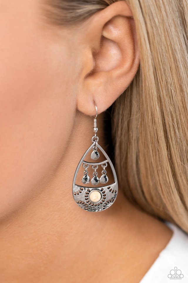 Country Cabana - White - Paparazzi Earring Image