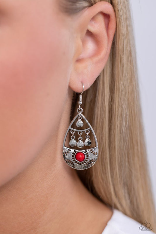 Country Cabana - Red - Paparazzi Earring Image