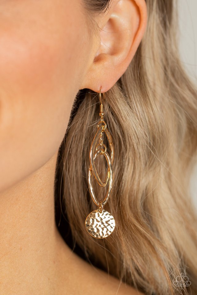 Nothing but CHIME - Gold - Paparazzi Earring Image