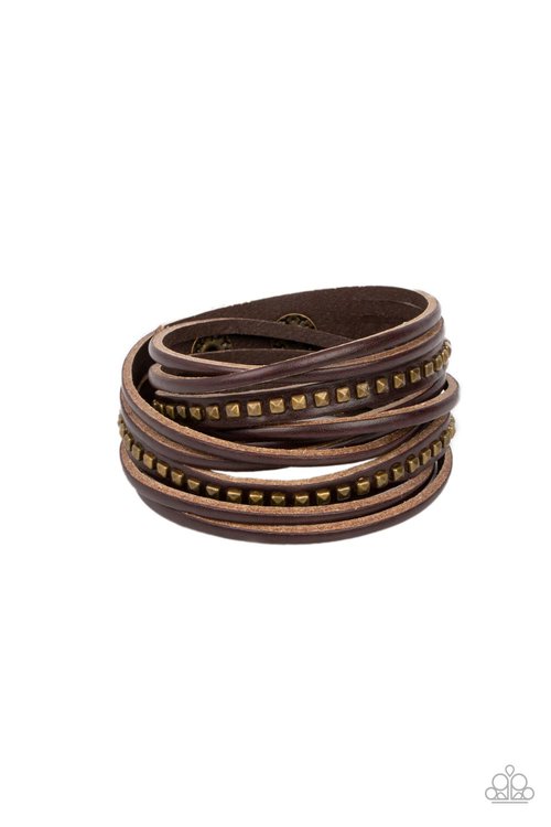 Studded Sensation - Brass - Paparazzi Bracelet Image