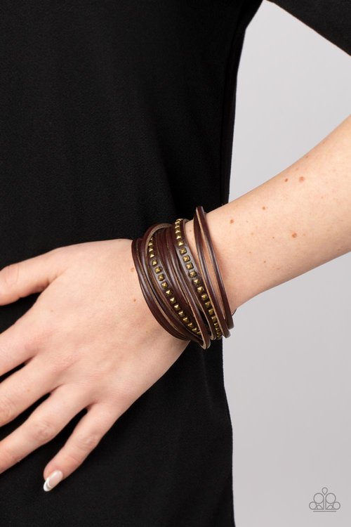 Studded Sensation - Brass - Paparazzi Bracelet Image
