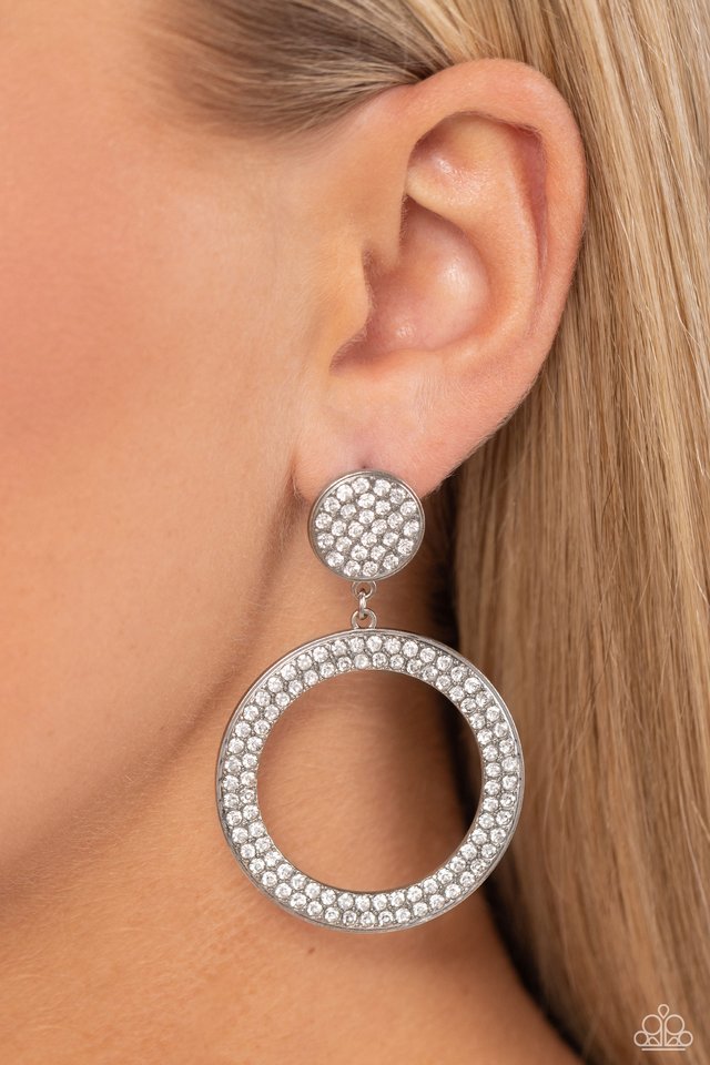 GLOW You Away - White - Paparazzi Earring Image