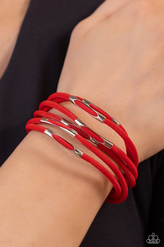 ​Magnetic Personality - Red - Paparazzi Bracelet Image