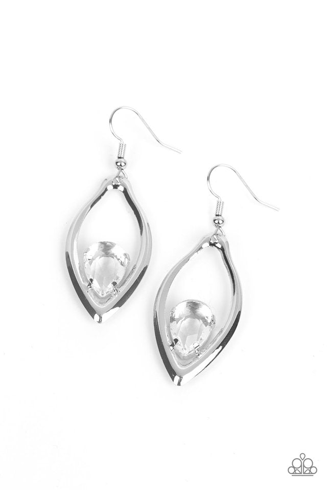 Beautifully Bejeweled - White - Paparazzi Earring Image