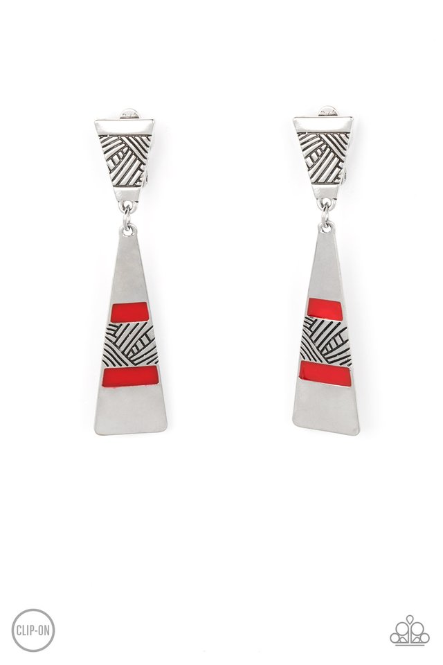 Safari Seeker - Red - Paparazzi Earring Image