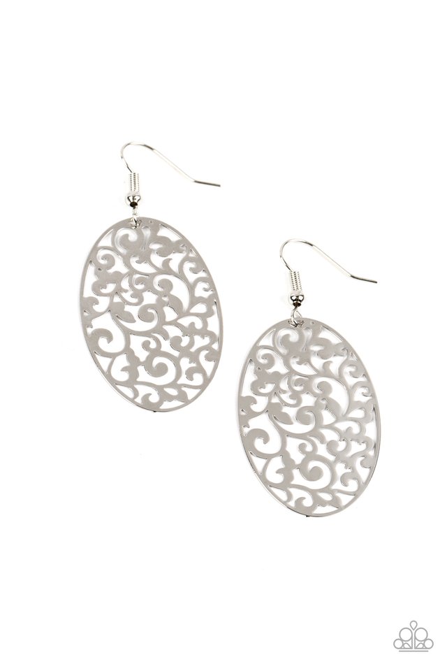 Secret Orchards - Silver - Paparazzi Earring Image