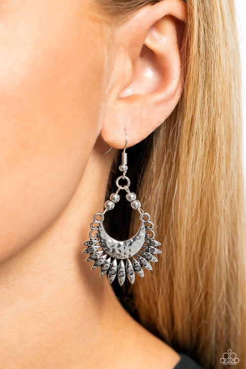 Lunar Luxury - Silver - Paparazzi Earring Image