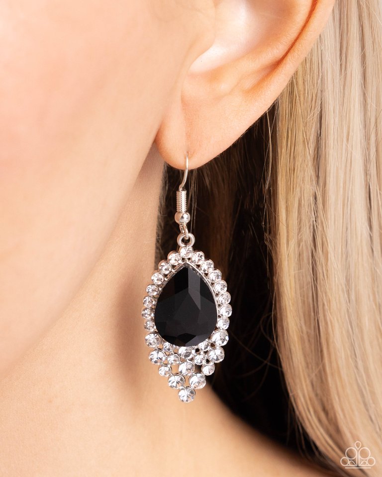 Glorious Glimmer - Black - Paparazzi Earring Image