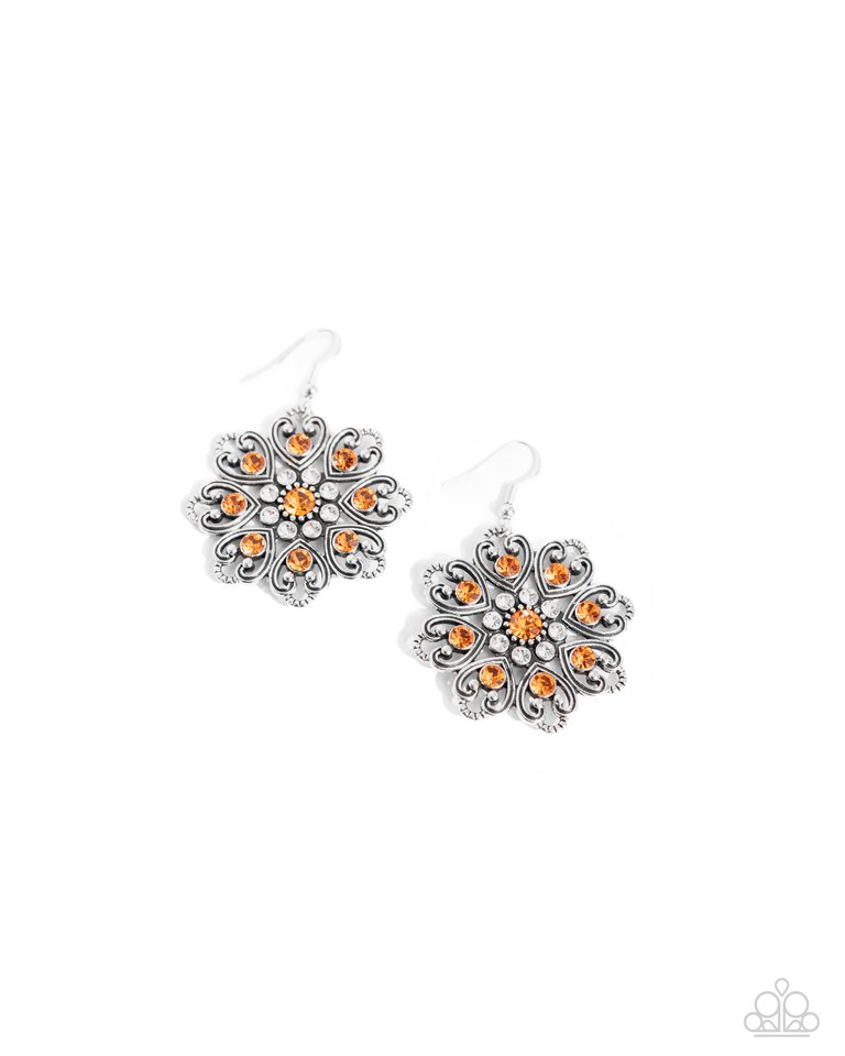 Garden of Love - Orange - Paparazzi Earring Image