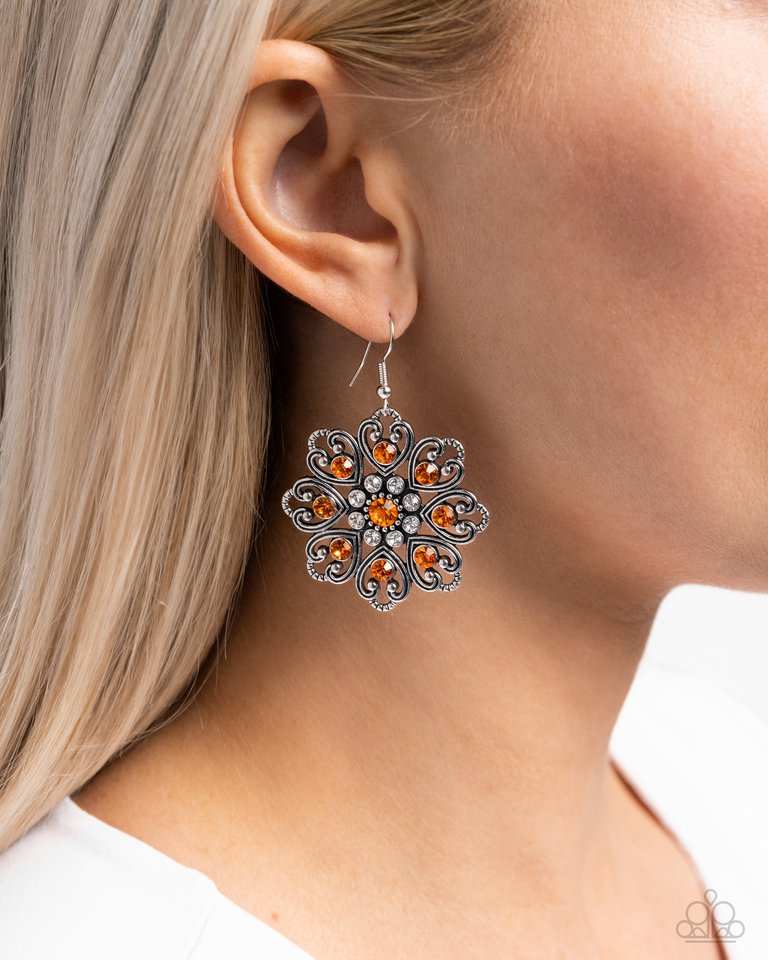 Garden of Love - Orange - Paparazzi Earring Image