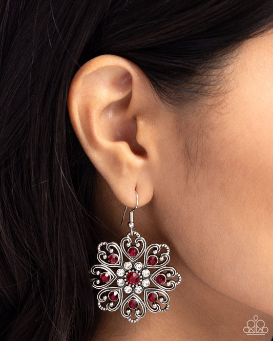 Garden of Love - Red - Paparazzi Earring Image