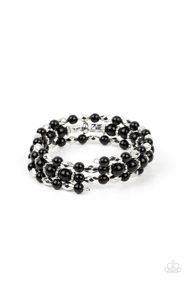 Colorfully Coiled - Black - Paparazzi Bracelet Image