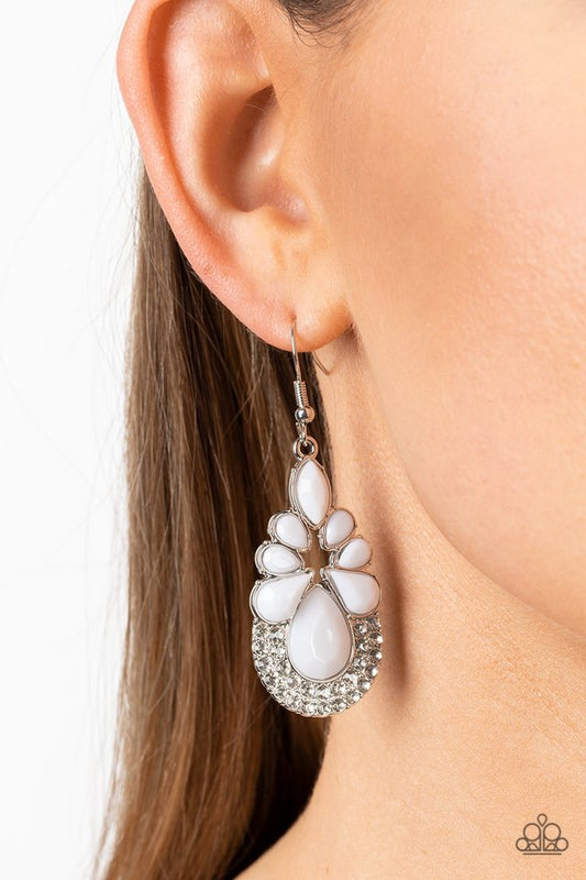Beachfront Formal - White - Paparazzi Earring Image