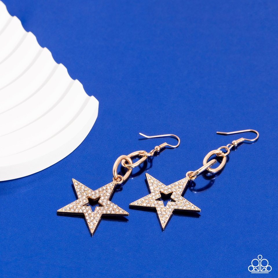 Cosmic Celebrity - Gold - Paparazzi Earring Image