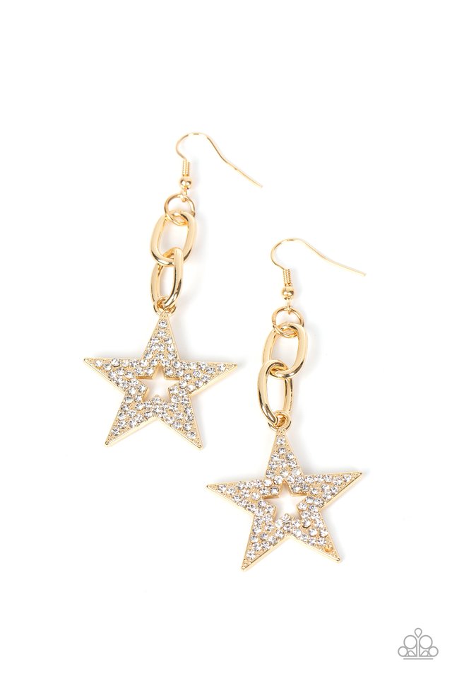 Cosmic Celebrity - Gold - Paparazzi Earring Image