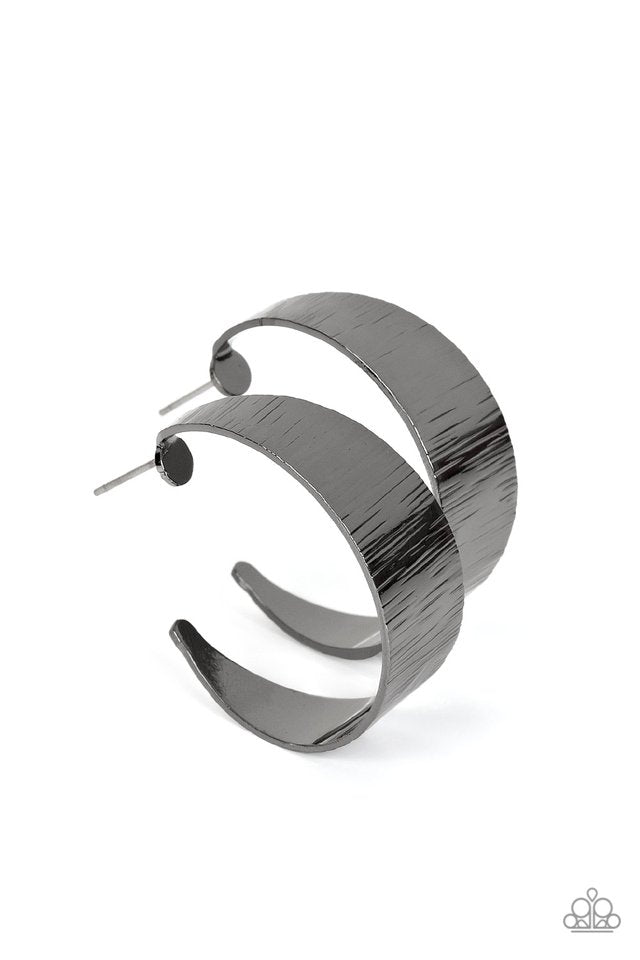 Lecture on Texture - Black - Paparazzi Earring Image