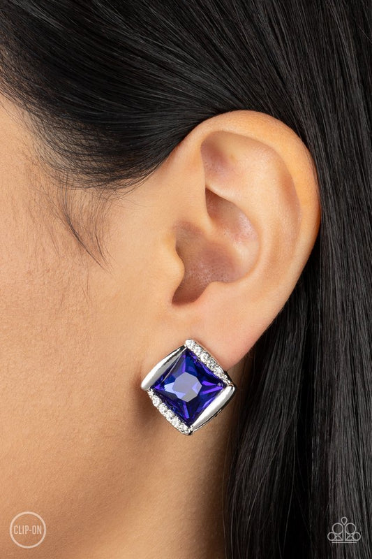 Sparkle Squared - Blue - Paparazzi Earring Image