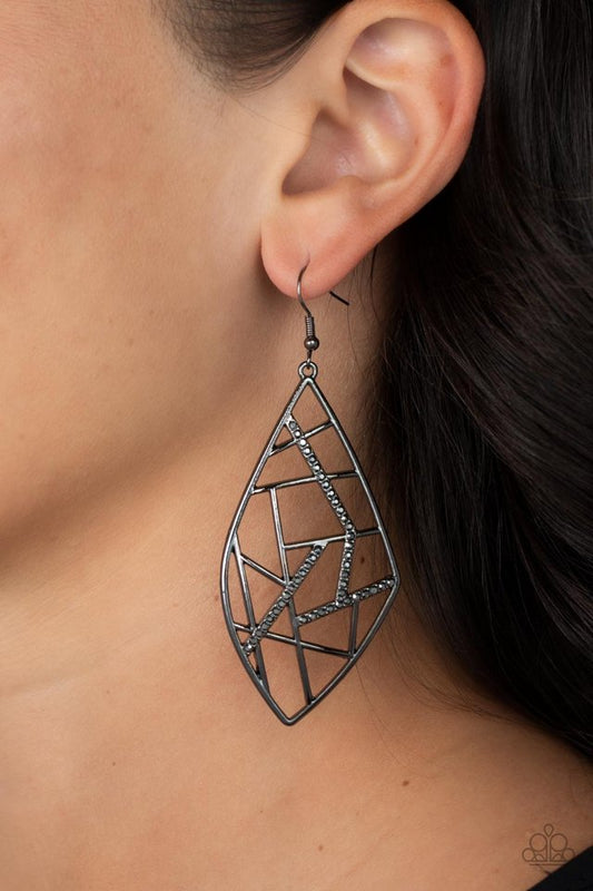 Geo Grid - Black - Paparazzi Earring Image