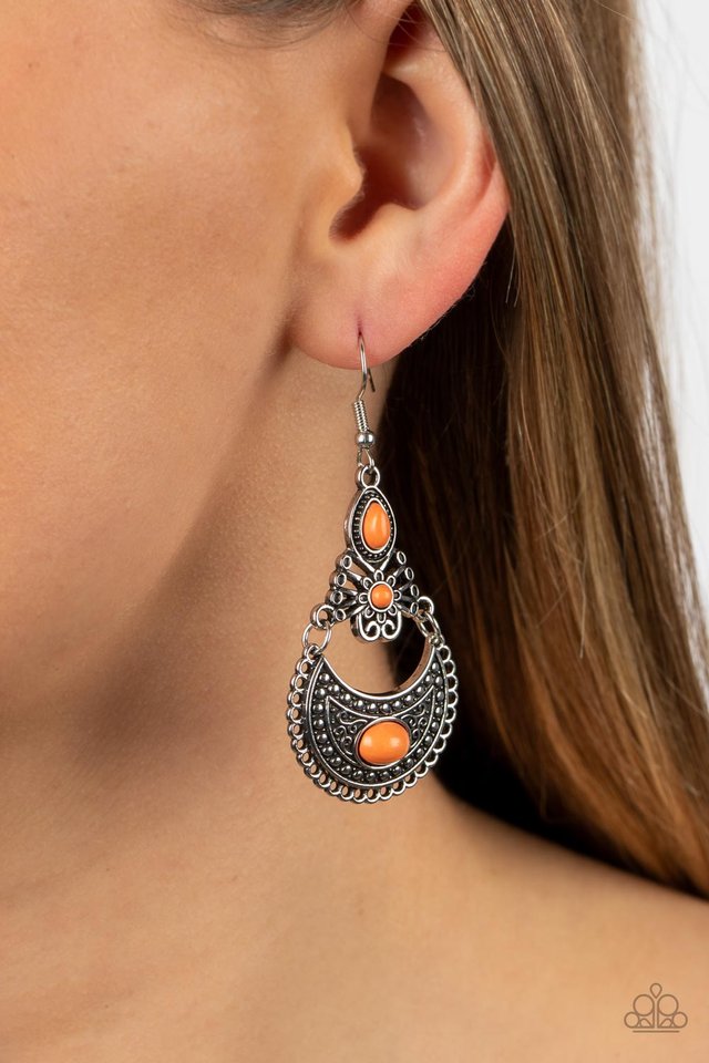 Sahara Samba - Orange - Paparazzi Earring Image