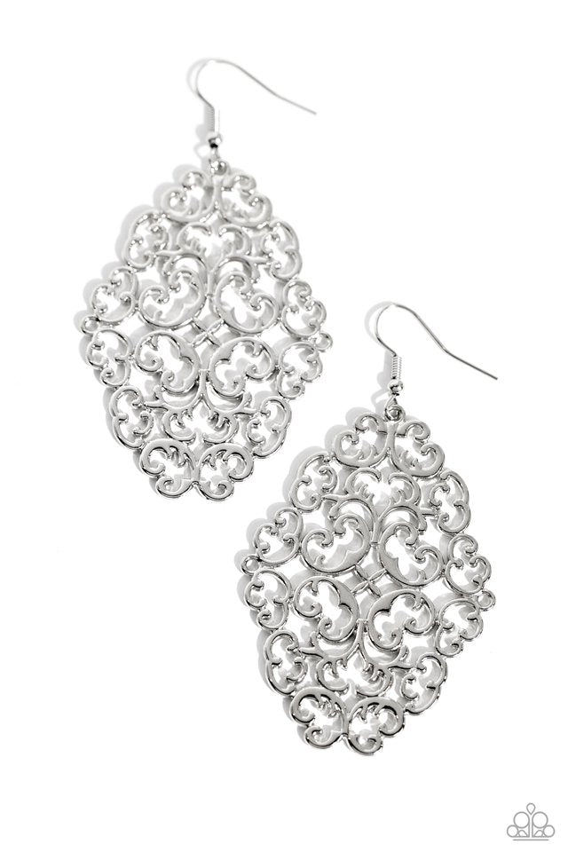 Contemporary Courtyards - Silver - Paparazzi Earring Image