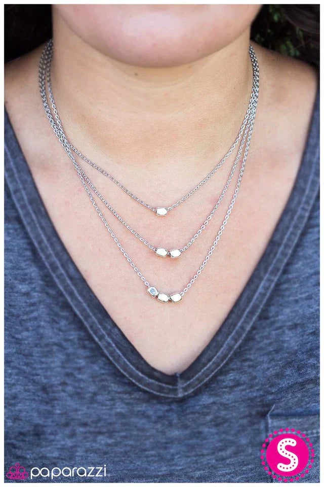 Paparazzi Necklace ~ Easy As One Two Three - Silver