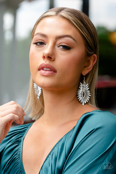 Paparazzi Earring ~ Turn up the Luxe - White