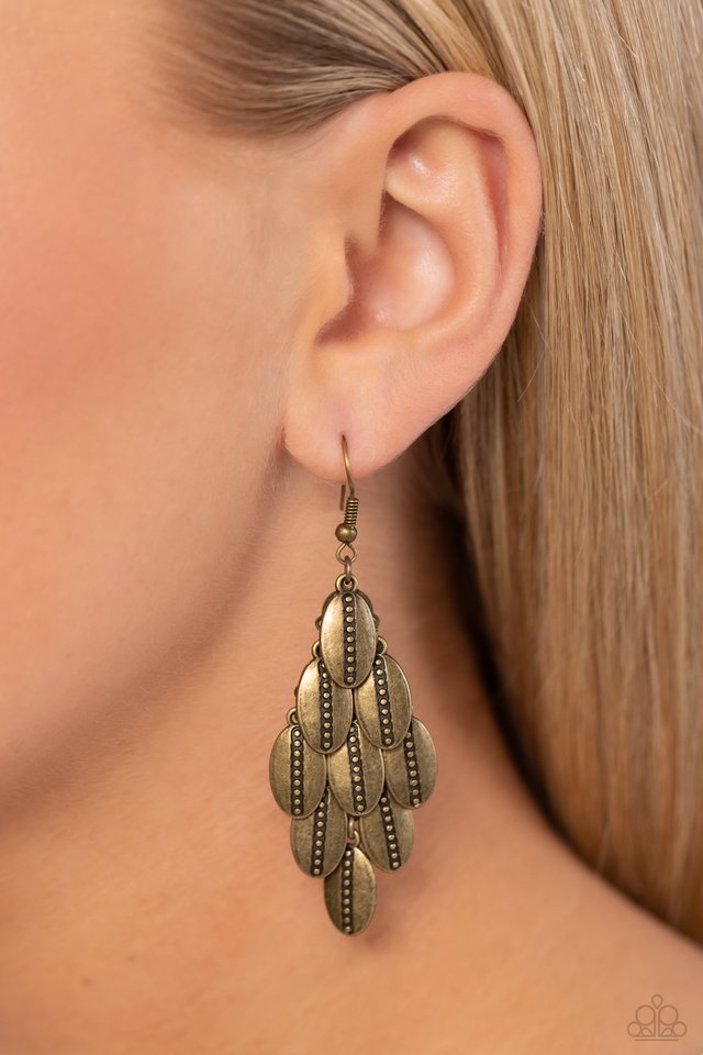 Tumbleweed Trek - Brass - Paparazzi Earring Image