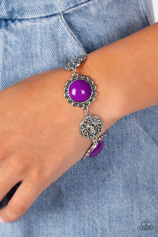 Positively Poppy - Purple - Paparazzi Bracelet Image